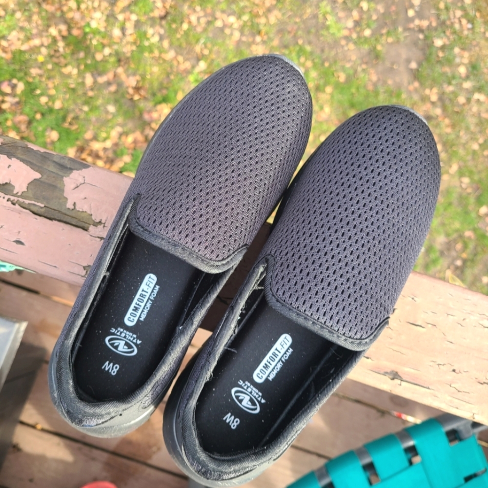 Basic Black Memory Foam Shoes Athletic Shoes Work Shoes Mesh Breathable Shoes